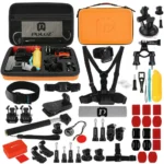 PULUZ 53 in 1 Accessories Total Ultimate Combo Kits with Orange EVA Case (Chest Strap + Suction Cup Mount + 3-Way Pivot Arms + J-Hook Buckle + Wrist Strap + Helmet Strap + Extendable Monopod + Surface Mounts + Tripod Adapters + Storage Bag + Handlebar Mount) for GoPro, Insta360, DJI and Other Action Cameras - Image 2
