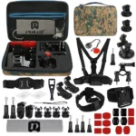 PULUZ 45 in 1 Accessories Ultimate Combo Kits with Camouflage EVA Case (Chest Strap + Suction Cup Mount + 3-Way Pivot Arms + J-Hook Buckle + Wrist Strap + Helmet Strap + Surface Mounts + Tripod Adapter + Storage Bag + Handlebar Mount + Wrench) for GoPro, Insta360, DJI and Other Action Cameras - Image 2