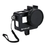 [US Warehouse] PULUZ Housing Shell CNC Aluminum Alloy Protective Cage with 52mm UV Lens for GoPro HERO(2018) /7 Black /6 /5(Black) - Image 2