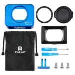 PULUZ for Sony RX0 Aluminum Alloy Protective Cage + 37mm UV Filter Lens + Lens Sunshade with Screws and Screwdrivers(Blue) - Image 8