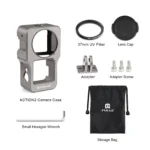 PULUZ CNC Aluminum Alloy Cage for DJI Action 2(Titanium Color) - Image 7
