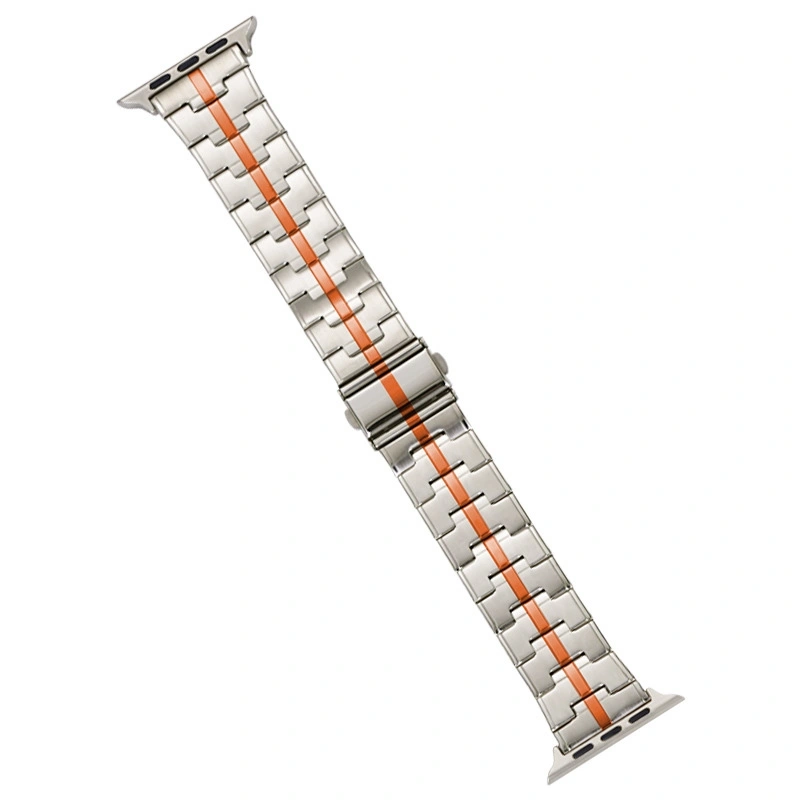 EDA006243210K For Apple Watch SE 2022 44mm Stainless Steel Watch Band(Starlight Orange) - Image 1