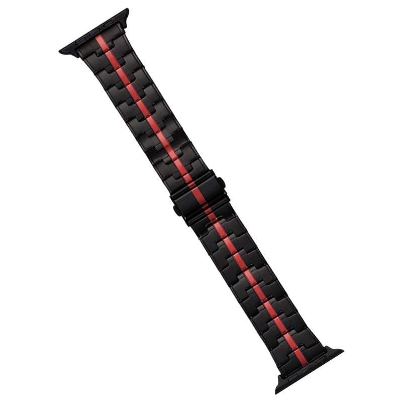EDA006243215B For Apple Watch Series 6 40mm Stainless Steel Watch Band(Black Red) - Image 1
