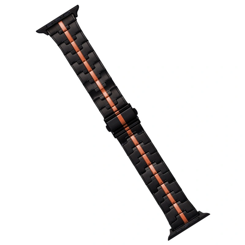EDA006243216A For Apple Watch Series 6 44mm Stainless Steel Watch Band(Black Orange) - Image 1