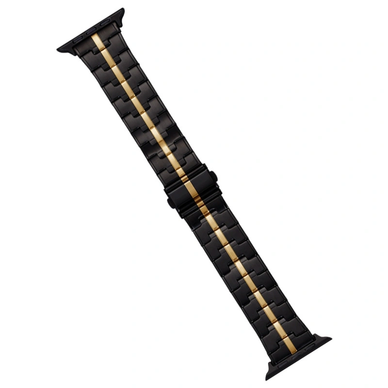 EDA006243219C For Apple Watch Series 4 44mm Stainless Steel Watch Band(Black Gold) - Image 1