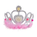 Στέμμα Ασημί Με Μαραμπού & Διακοσμητικό Τριαντάφυλλο